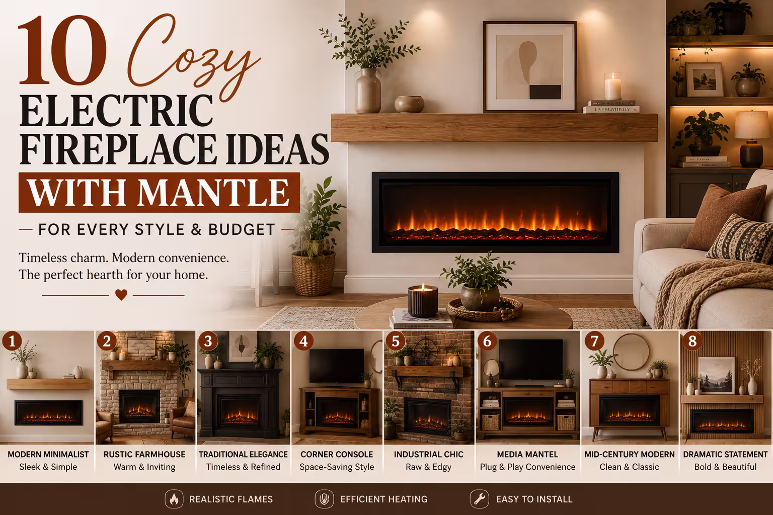 10 Cozy Electric Fireplace Ideas with Mantle for Every Style and Budget