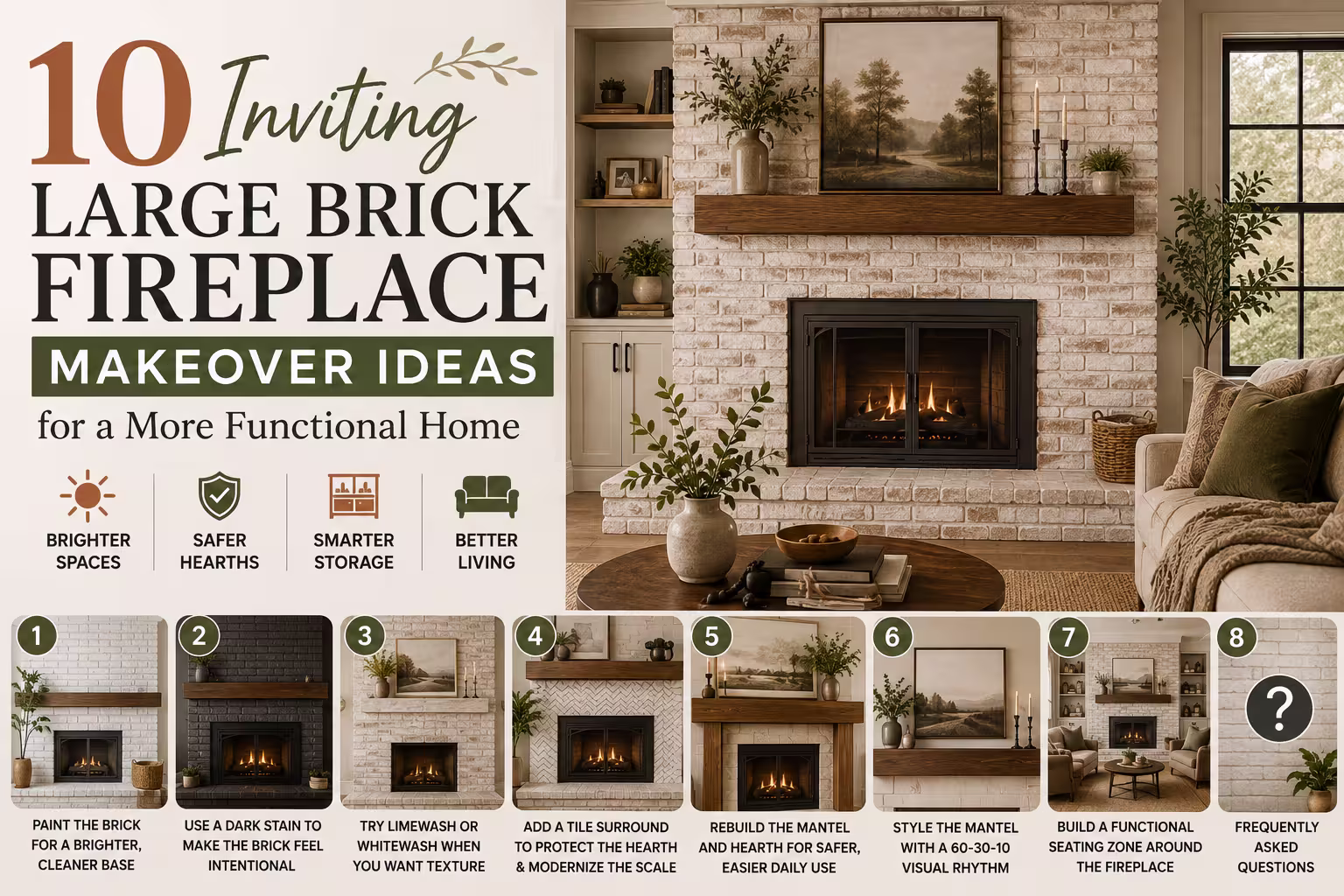 10 Inviting Large Brick Fireplace Makeover Ideas for a More Functional Home