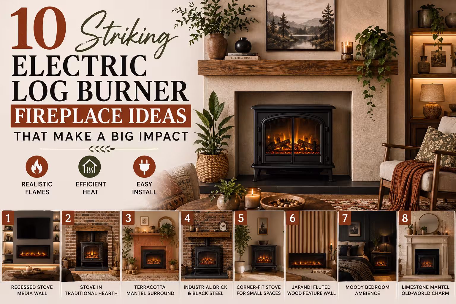10 Striking Electric Log Burner Fireplace Ideas That Make a Big Impact