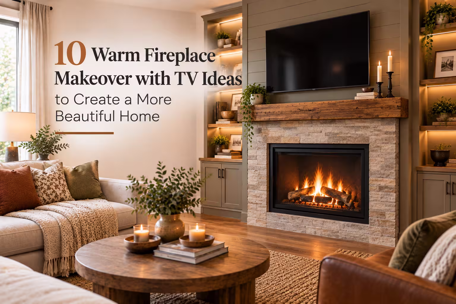 10 Warm Fireplace Makeover with TV Ideas to Create a More Beautiful Home